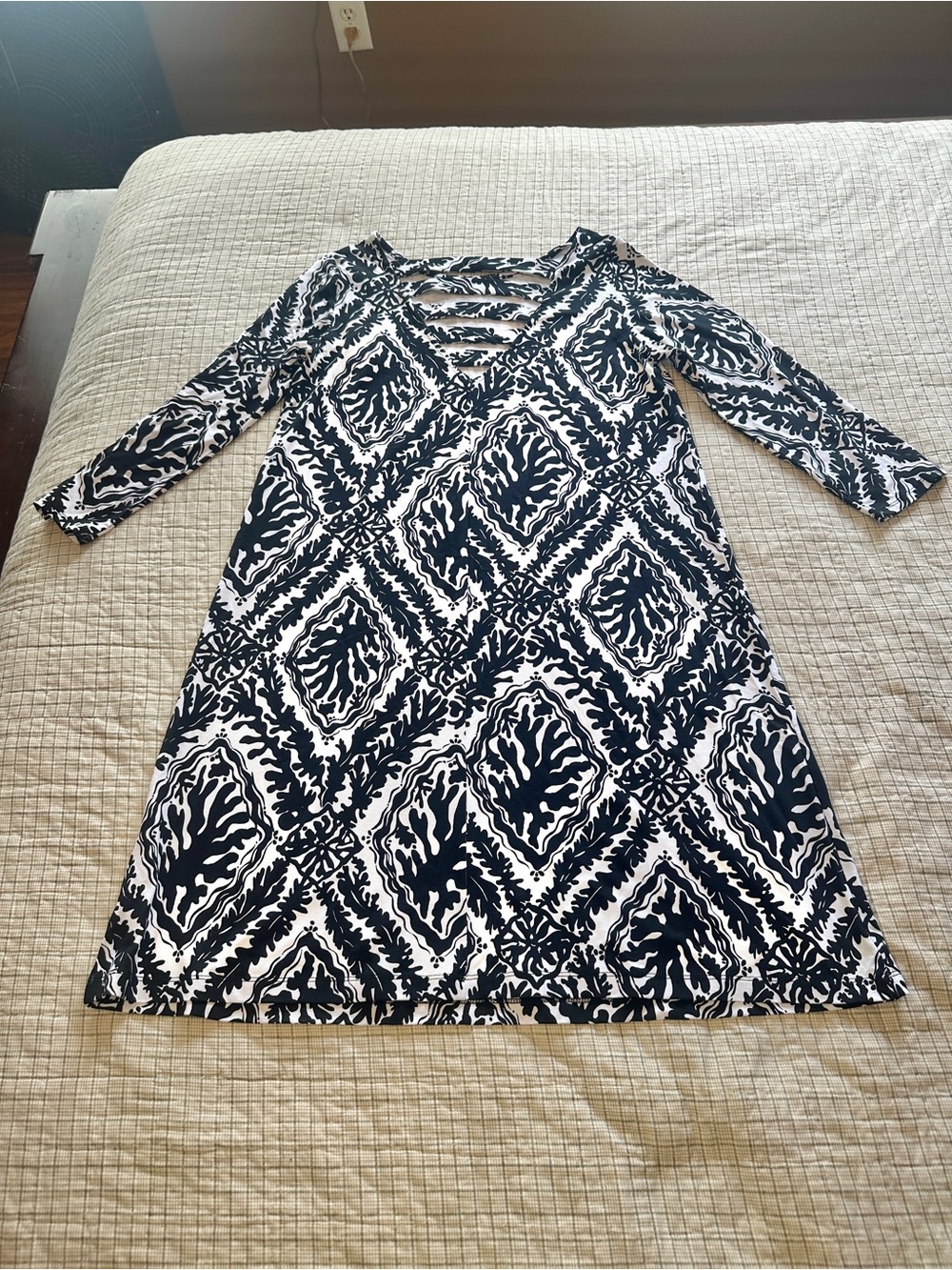 Lilly Pulitzer Black and White Geometric V‑Neck Dress